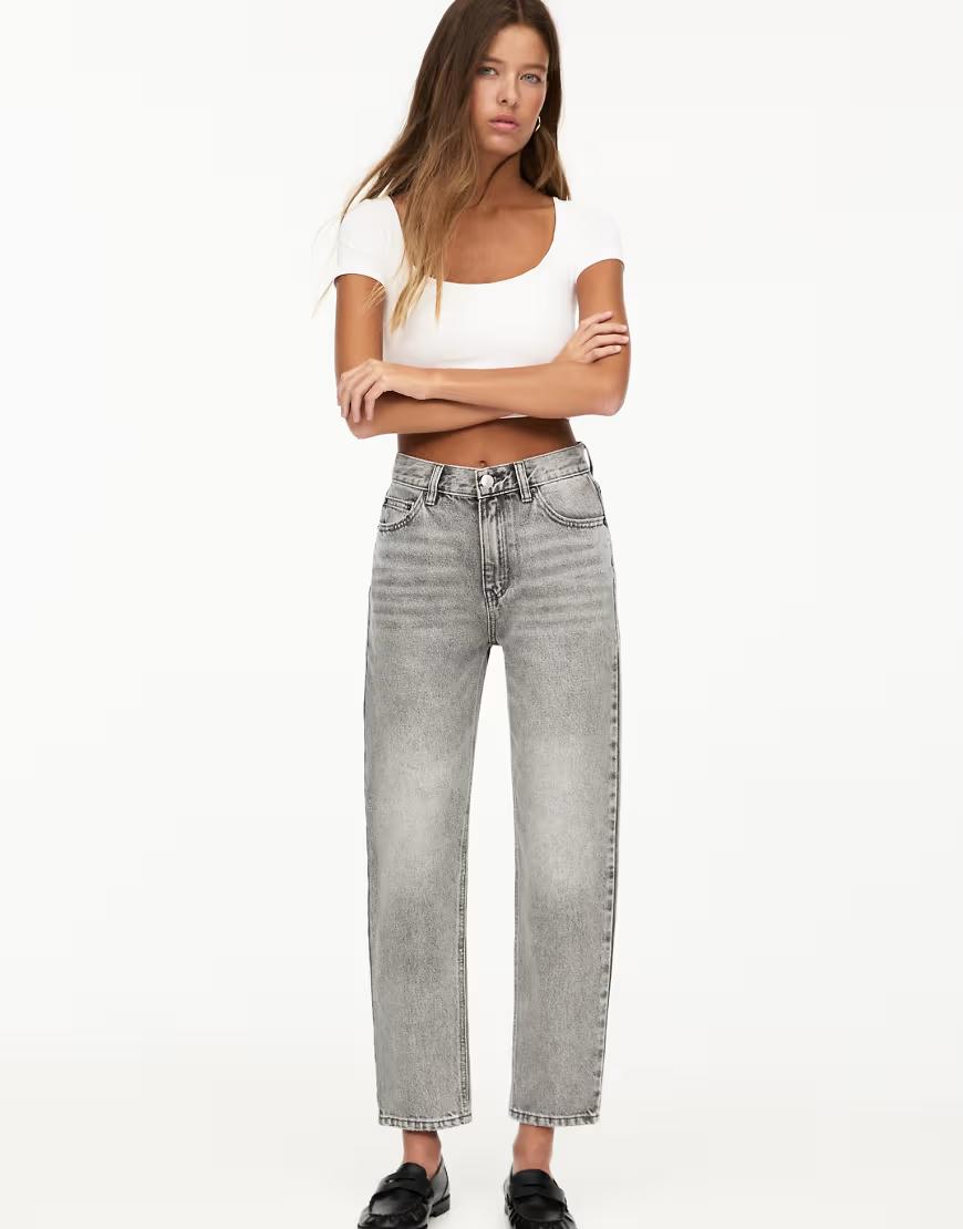 SZARE SPODNIE JEANS mom fit