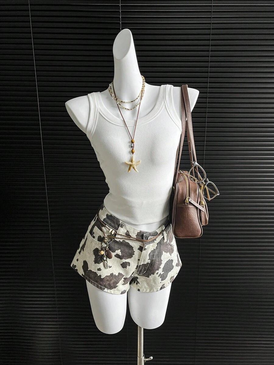spodenki jeans animal print