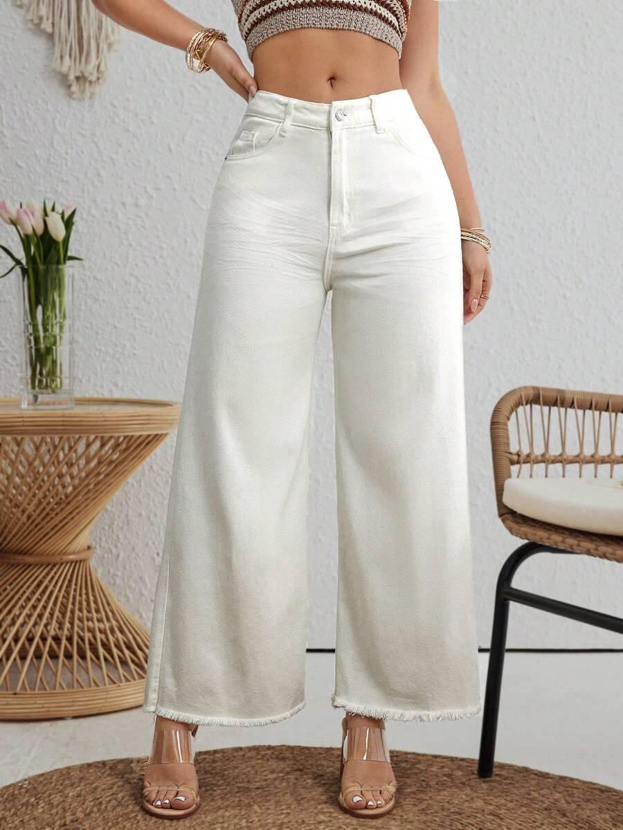 BEŻOWE SPODNIE JEANS