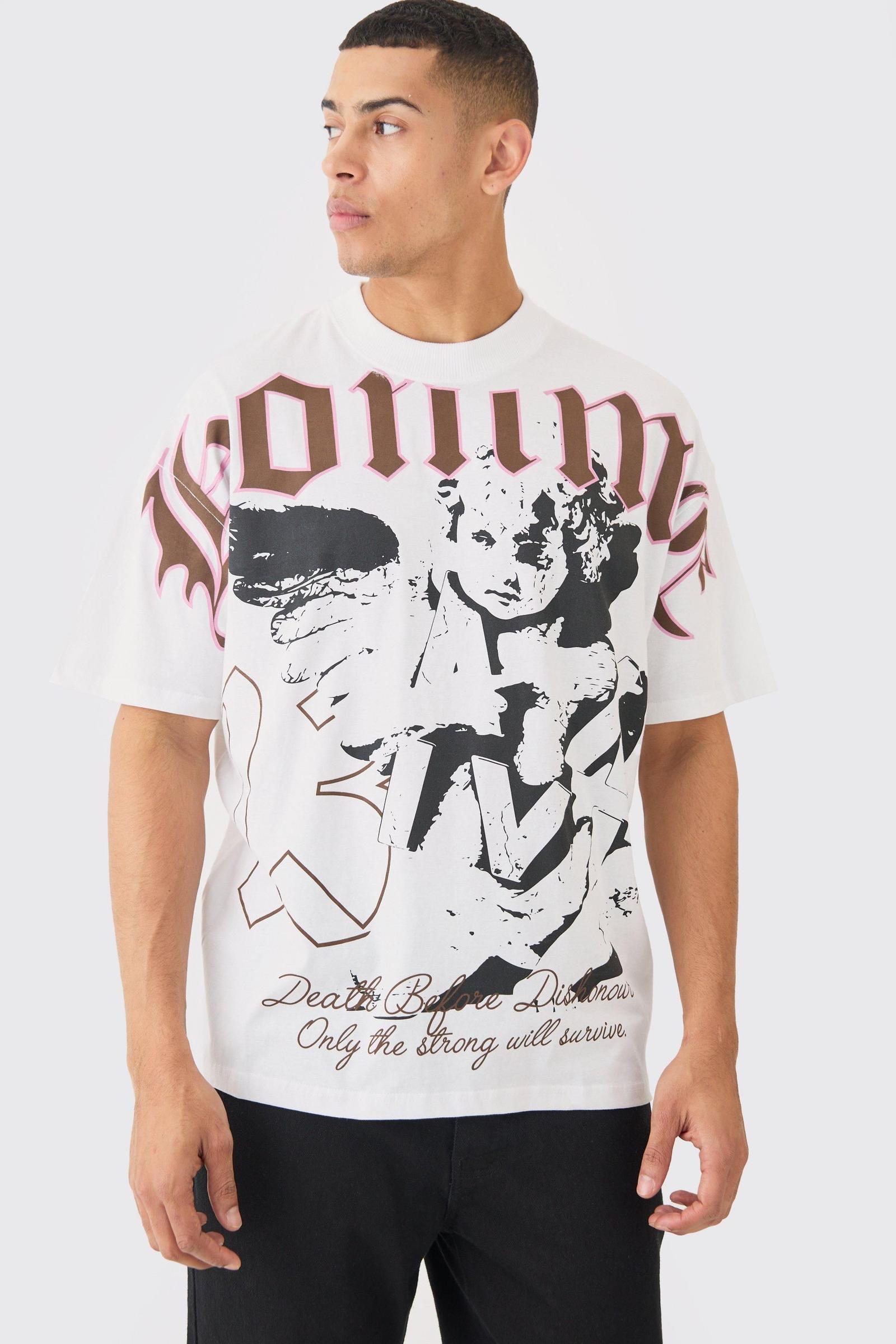 biały t-shirt nadruk