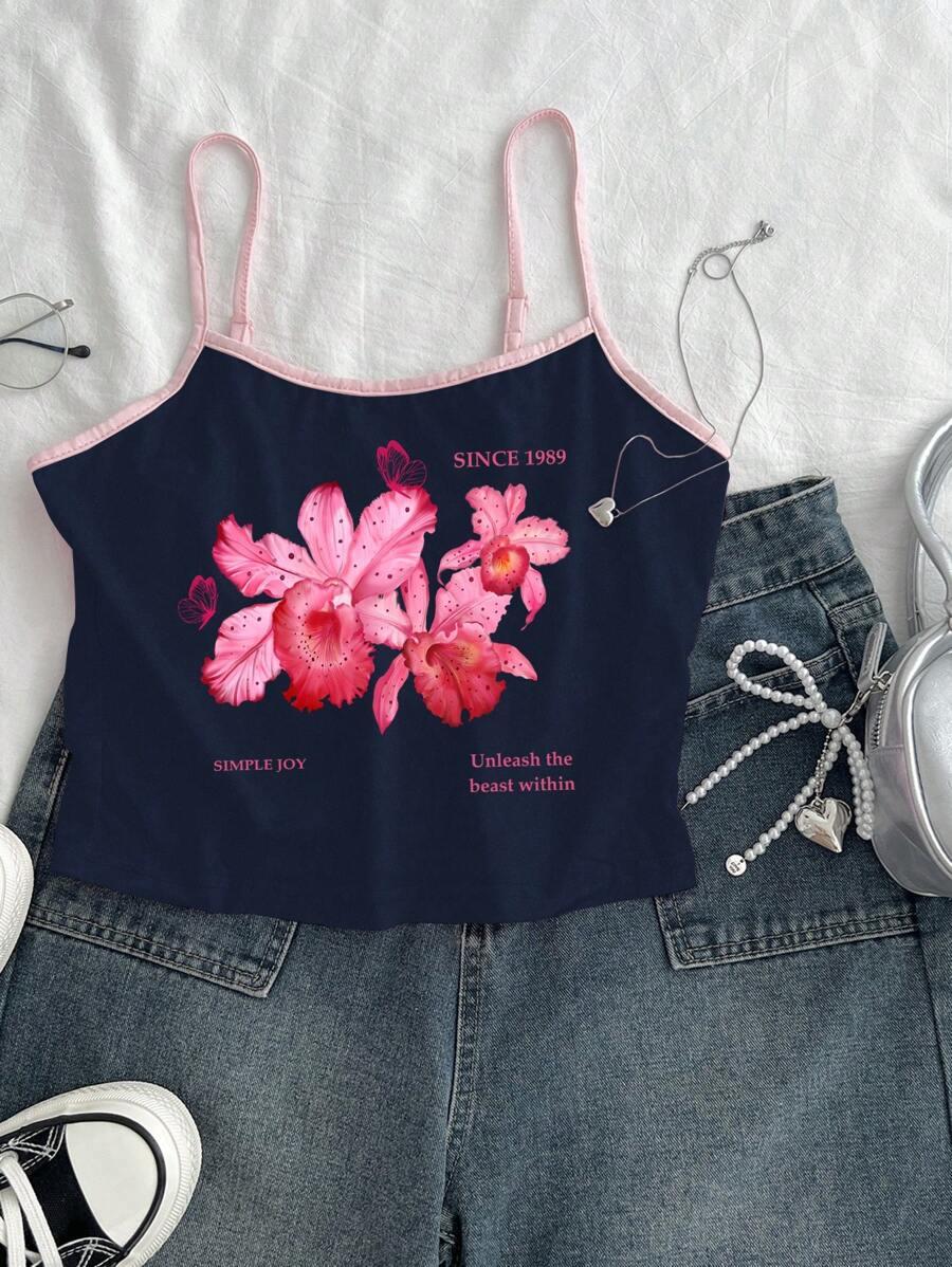 granatowy top print 
