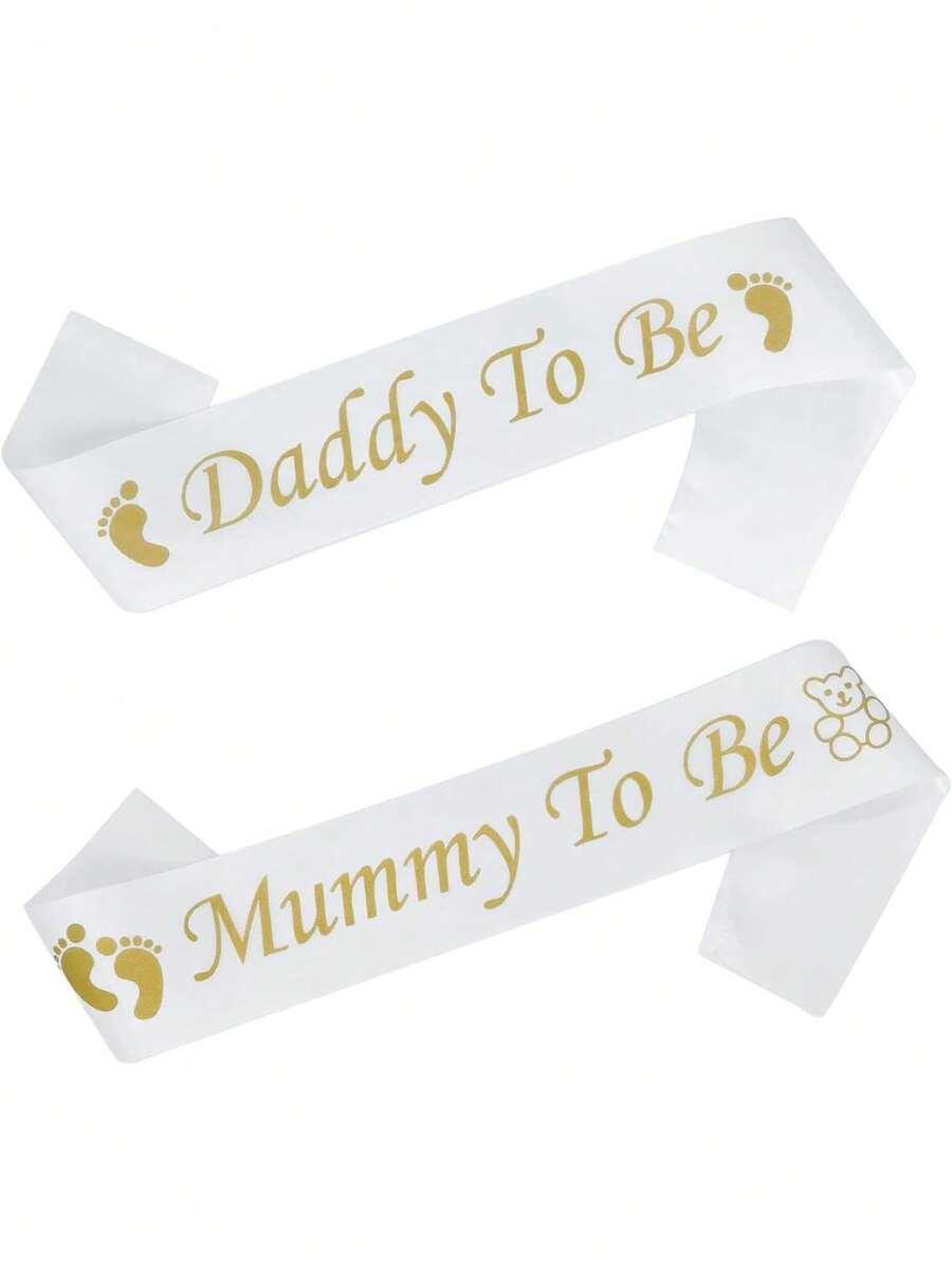 biała szarfa baby shower 2szt.