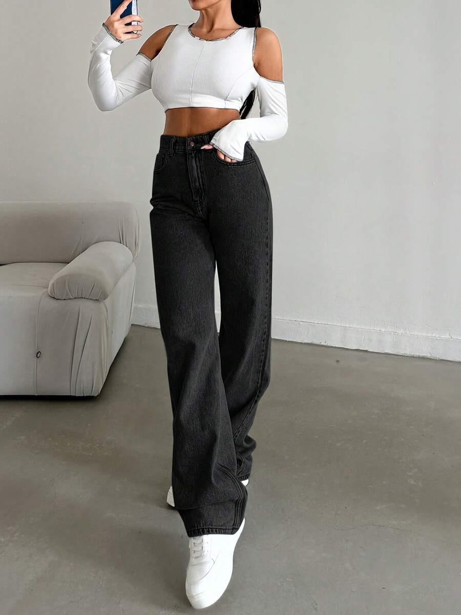 czarne spodnie jeans 