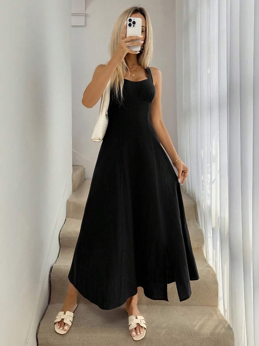 czarna maxi sukienka