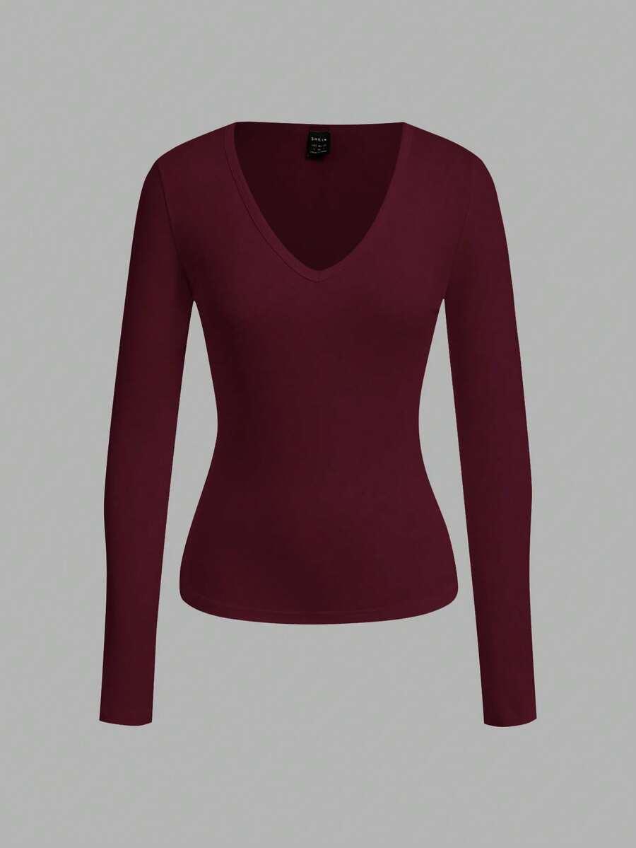 bluzka długi rękaw basic v-neck 3-pack