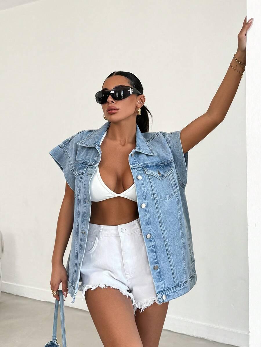 NIEBIESKA JEANS KAMIZELKA