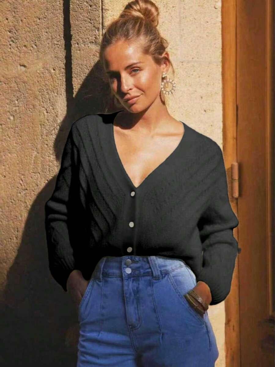 CZARNY SWETER KARDIGAN 