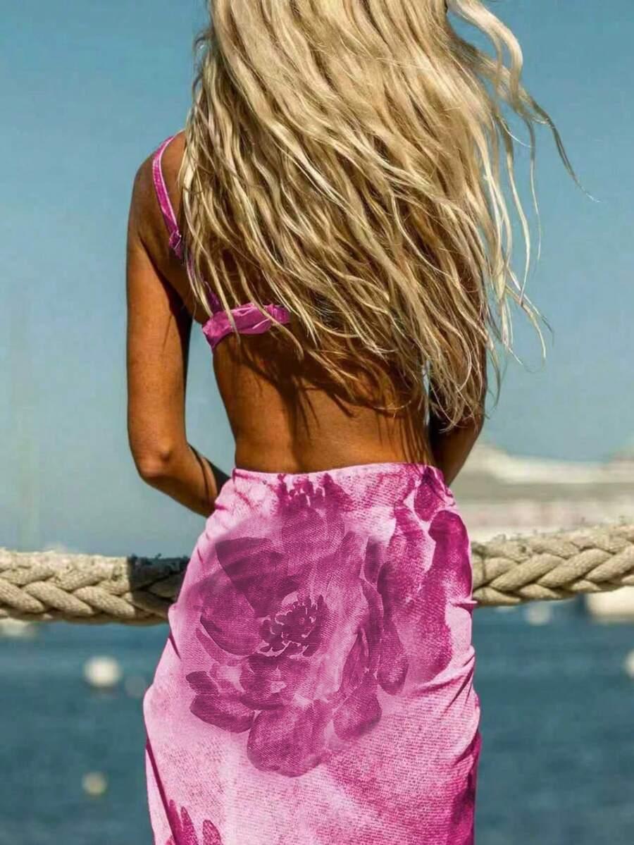 komplet DWUCZĘŚCIOWY STRÓJ KĄPIELOWY sarong wzór tie dye