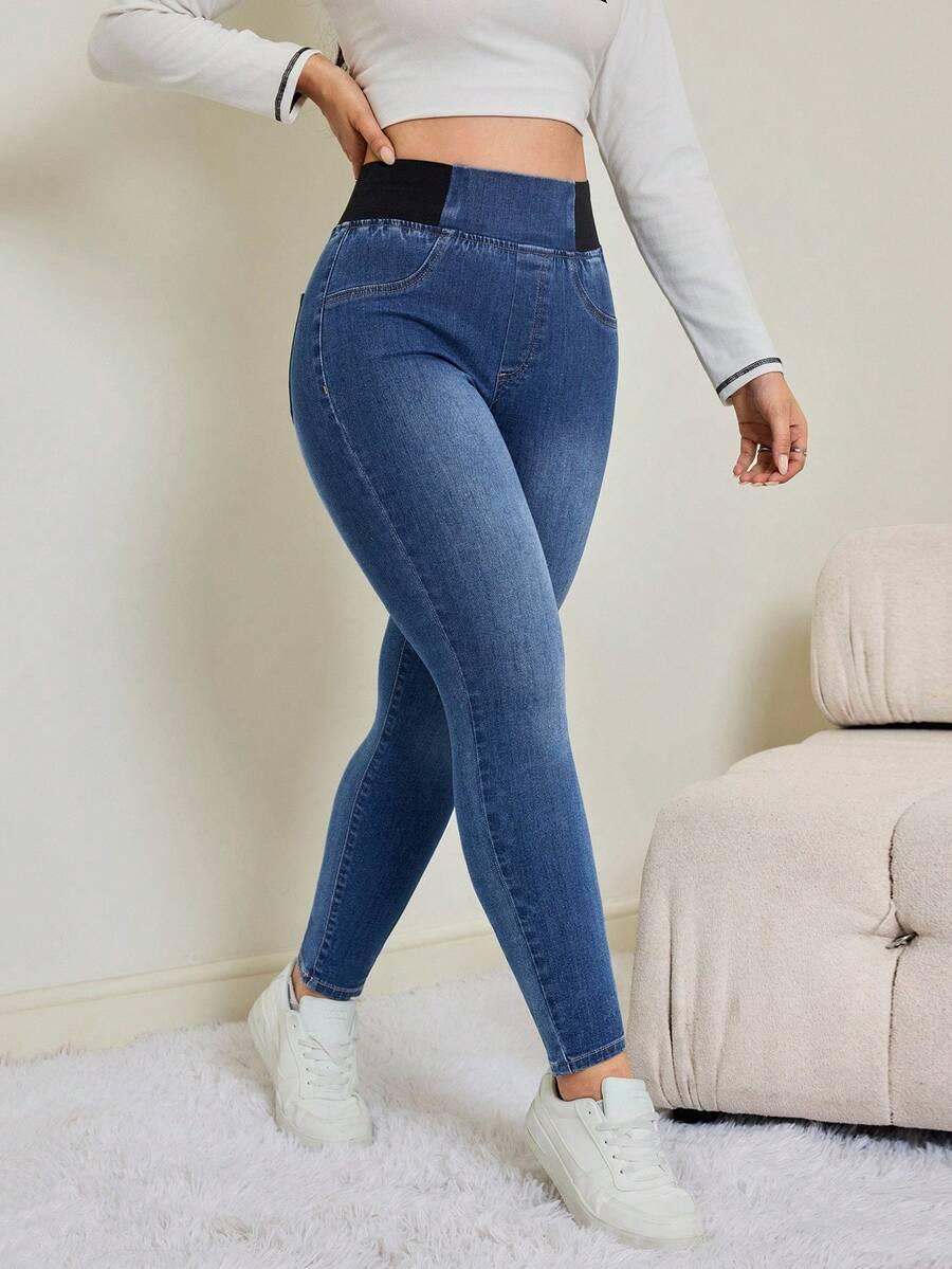 NIEBIESKIE SPODNIE JEANS GUMKA