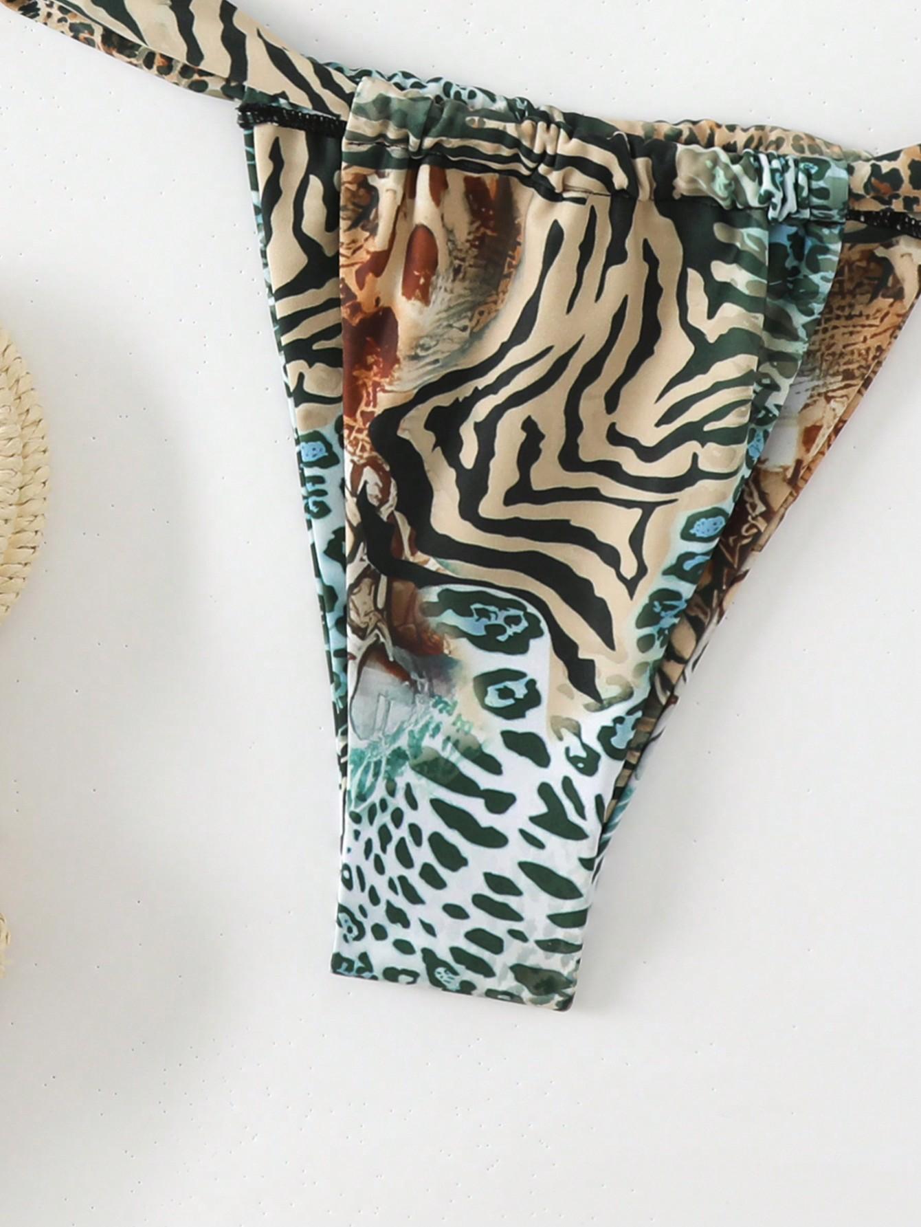 dwuczęściowy kostium kąpielowy bikini animal print