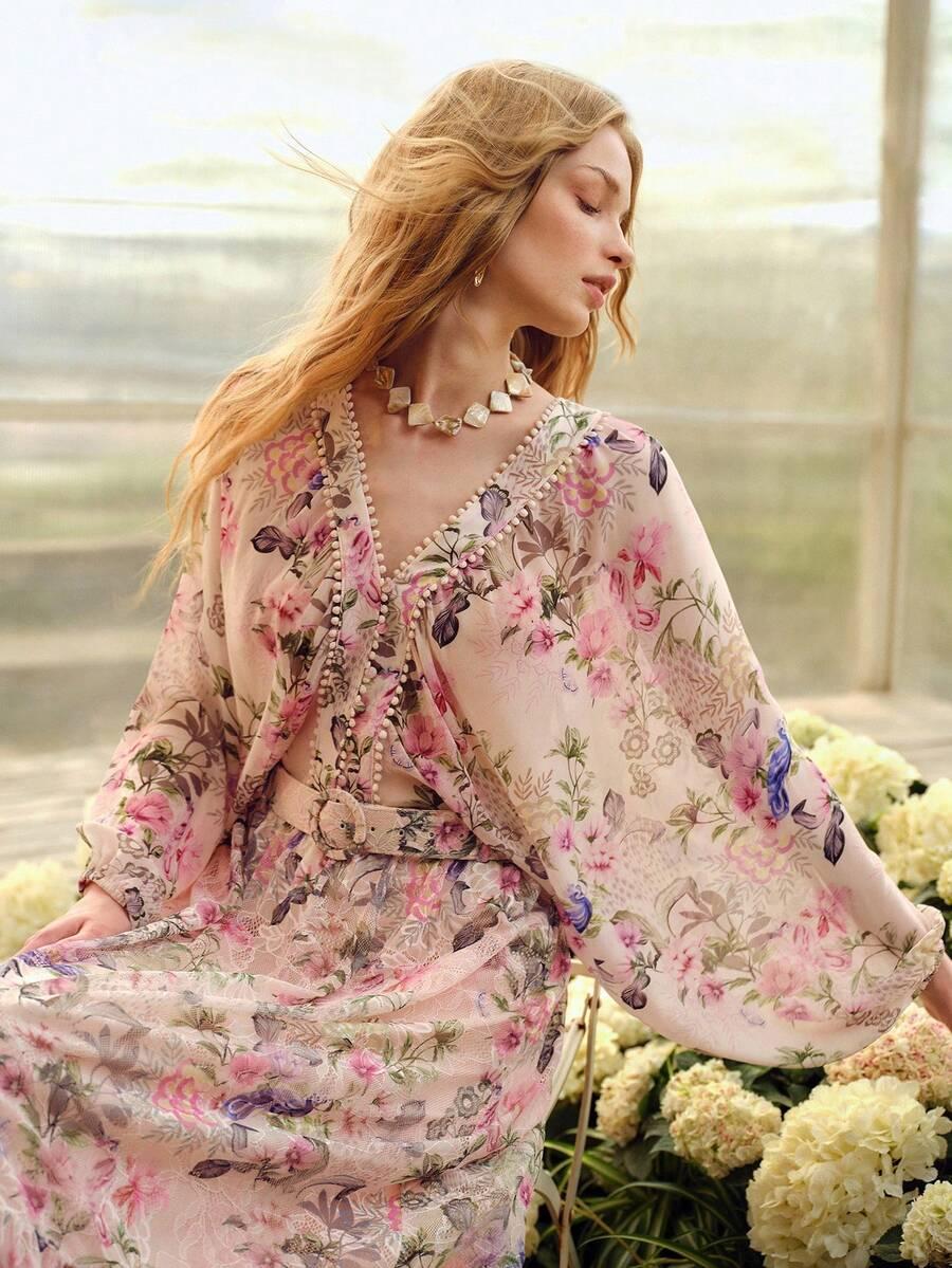 bluza guziki kwiaty