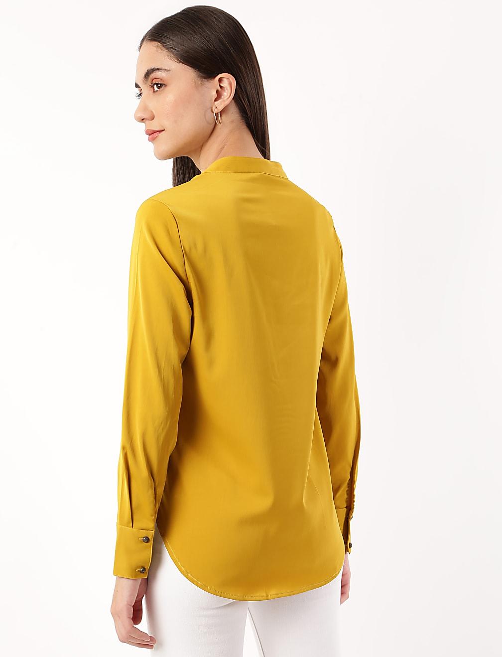 żółty top v-neck T43-3449K-EB