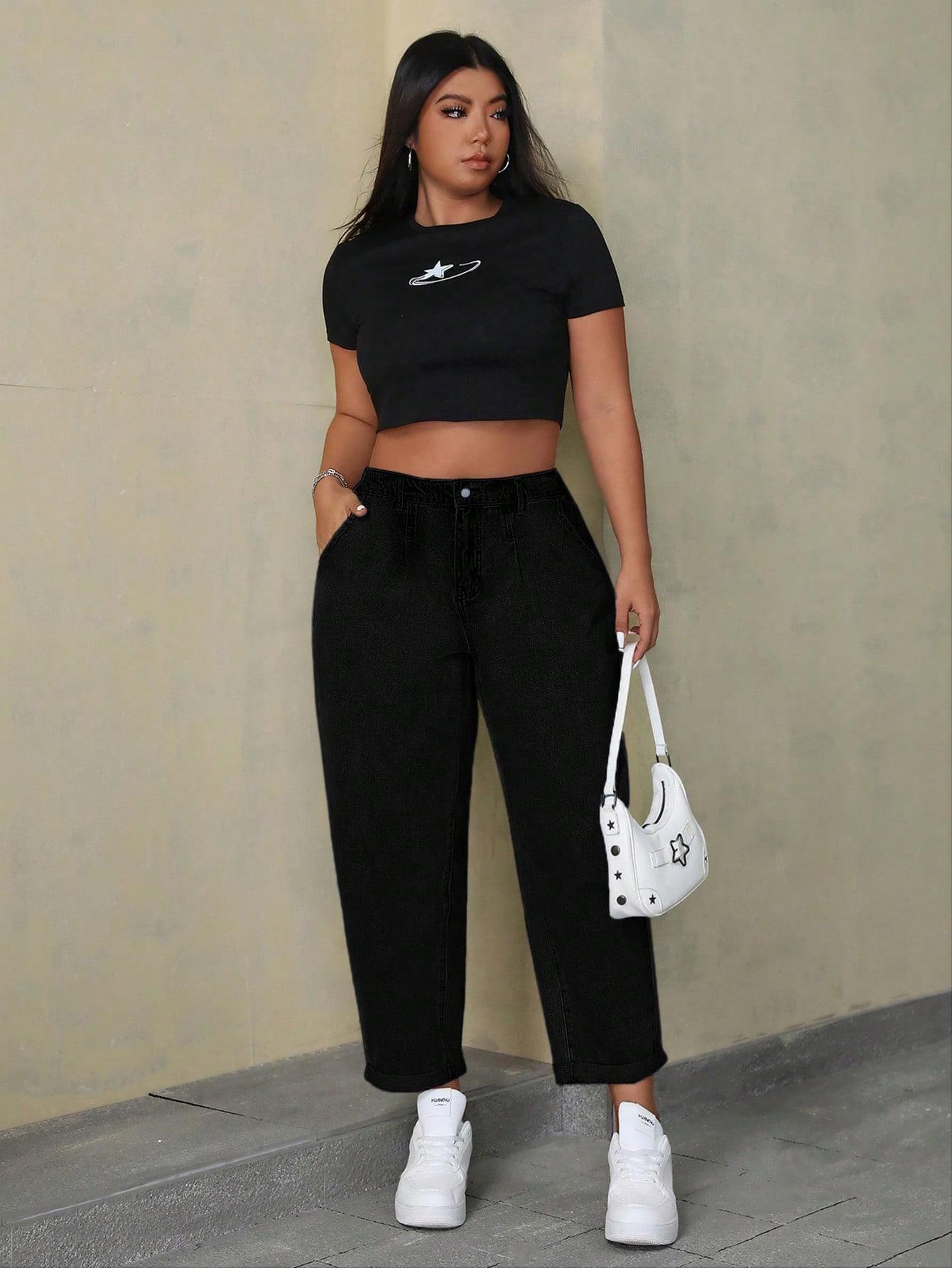 CZARNE SPODNIE JEANS WYSOKI STAN