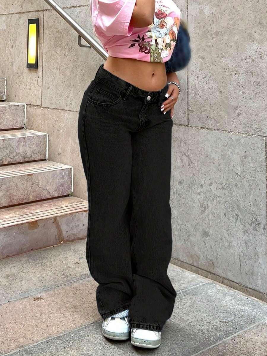CZARNE SPODNIE JEANS