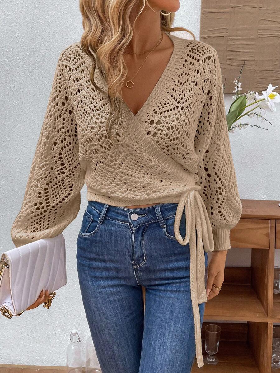 BEŻOWY SWETER WIĄZANIE