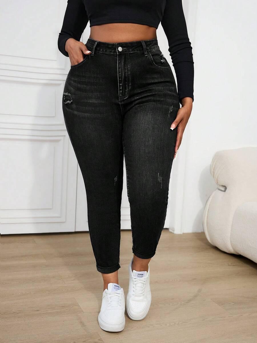 CZARNE SPODNIE JEANS