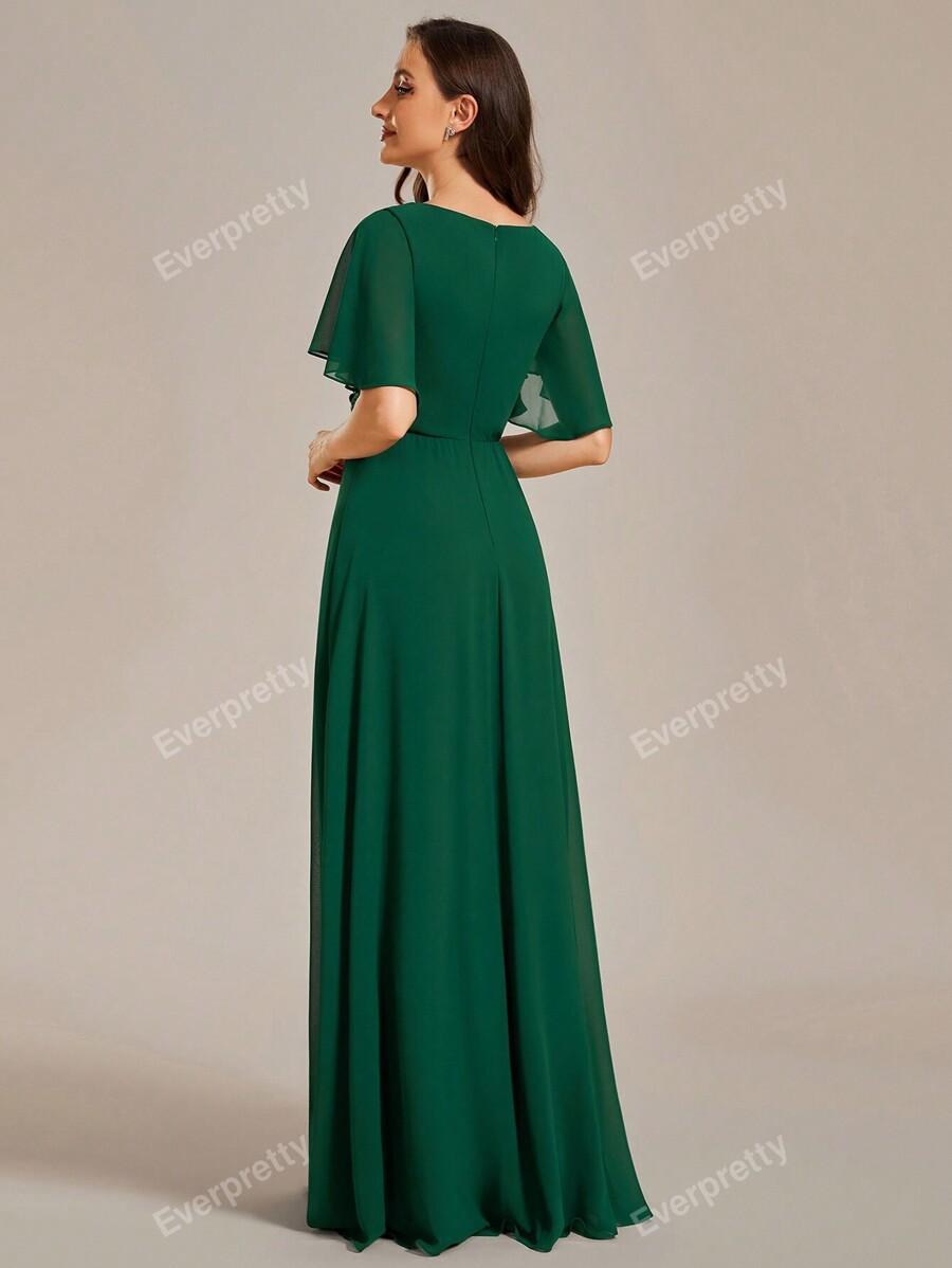 ZIELONA MAXI SUKIENKA V-NECK