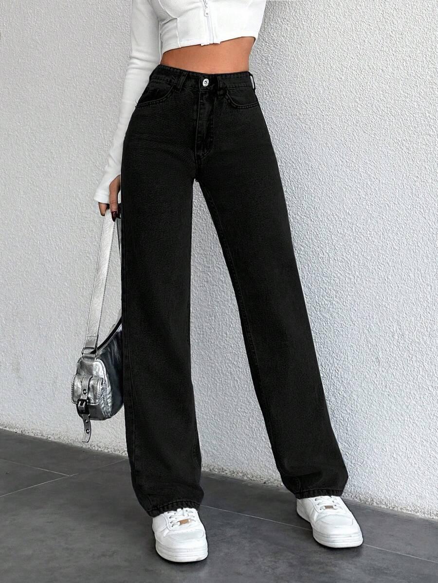 CZARNE SPODNIE JEANS