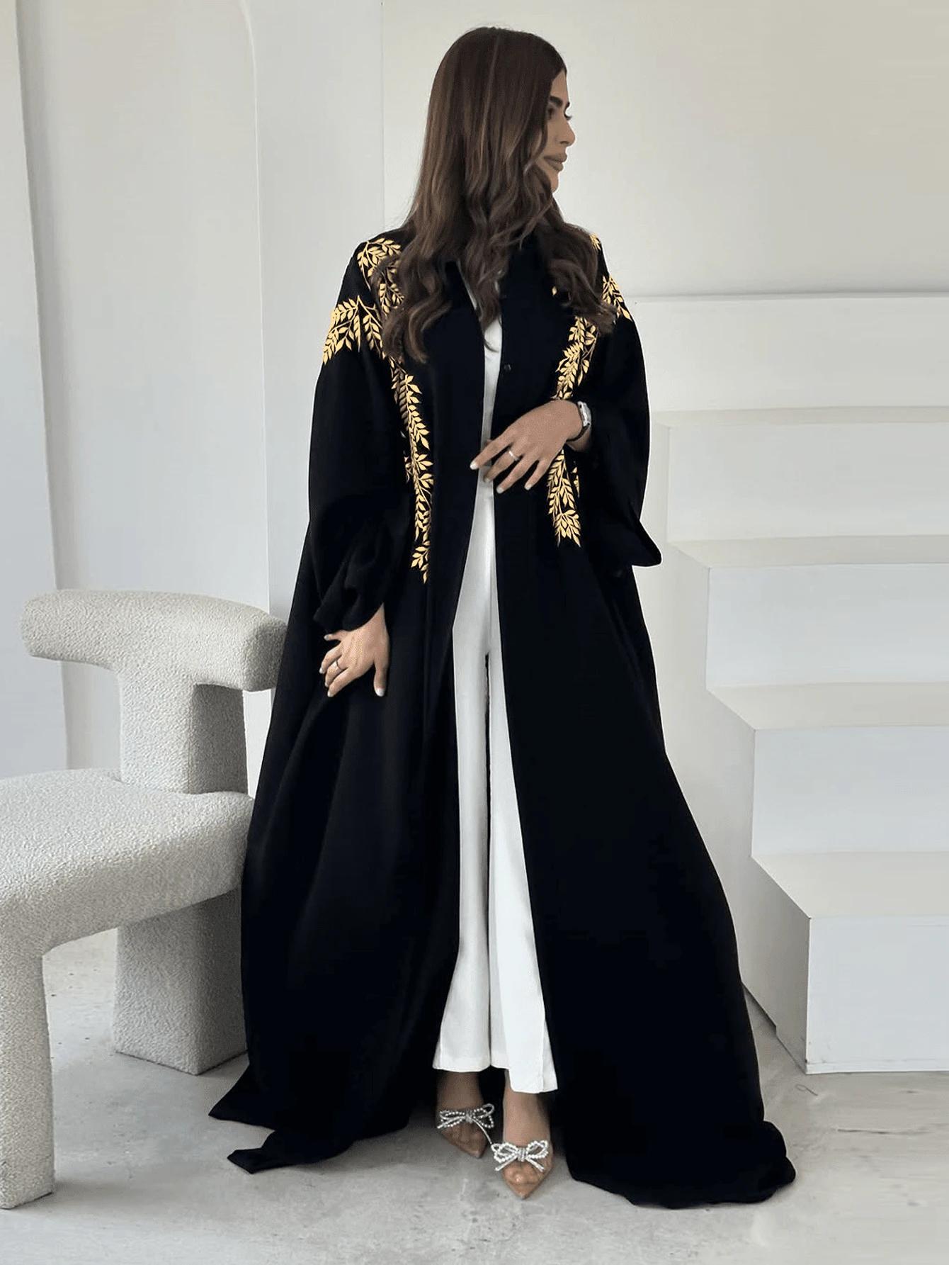 czarna abaya sukienka zdobienie