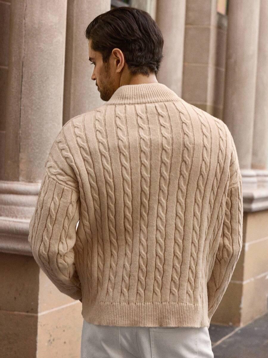 BEŻOWY SWETER DZIANINA