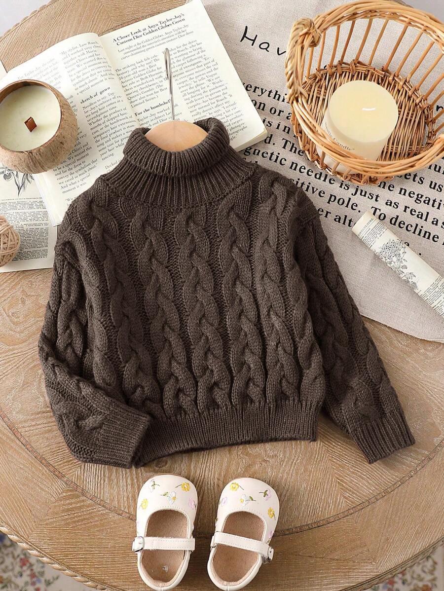 BRĄZOWY DZIANINOWY SWETER