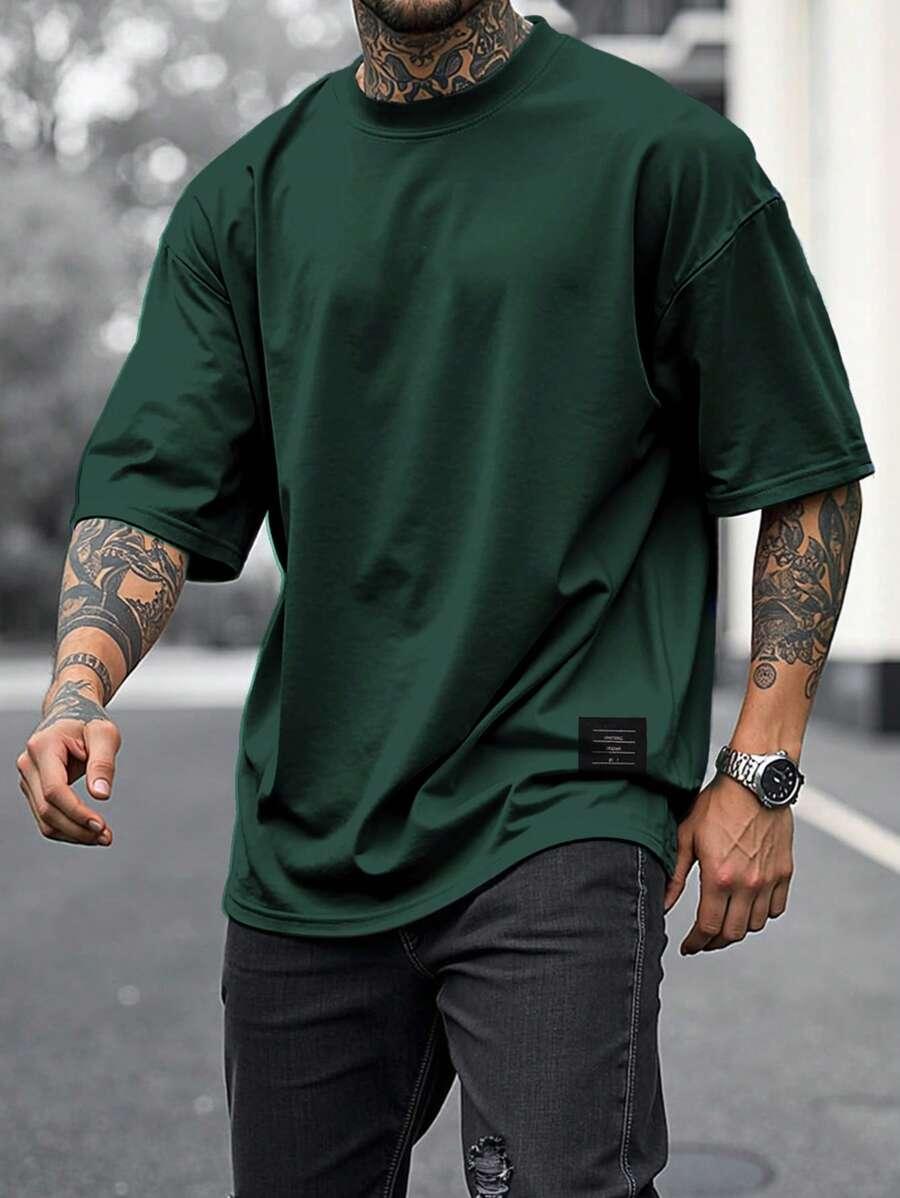 zielony t-shirt okrągły dekolt