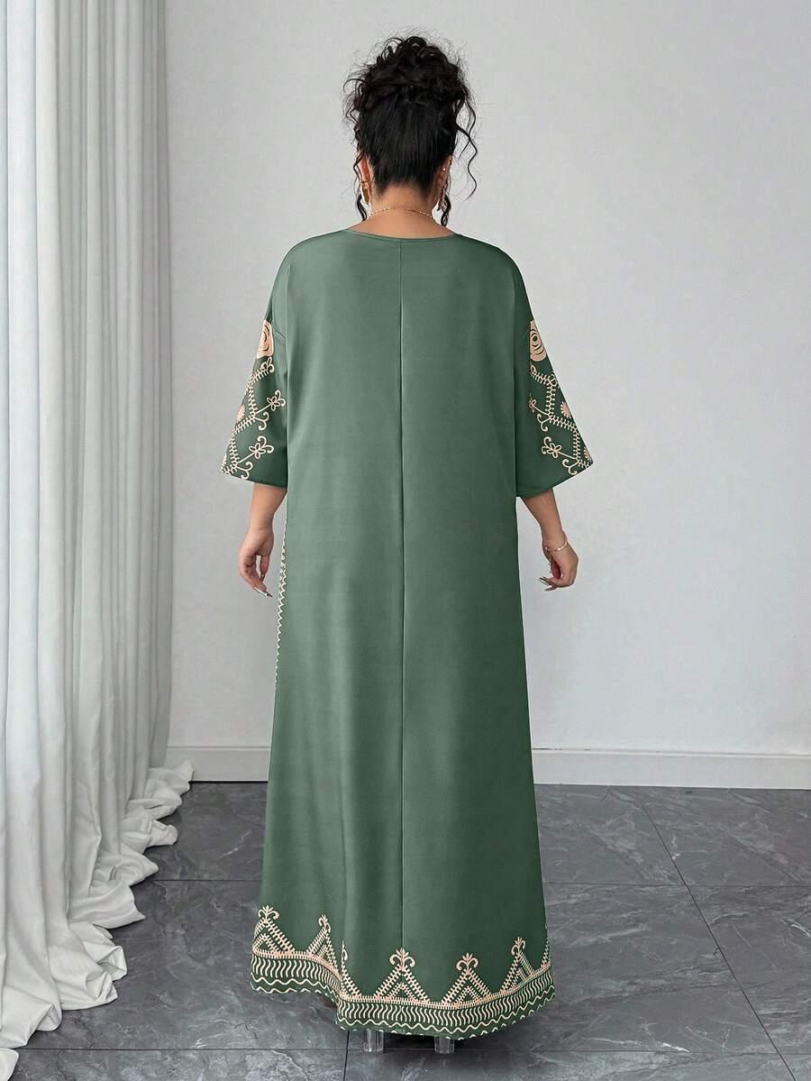 ZIELONA MAXI SUKIENKA V-NECK