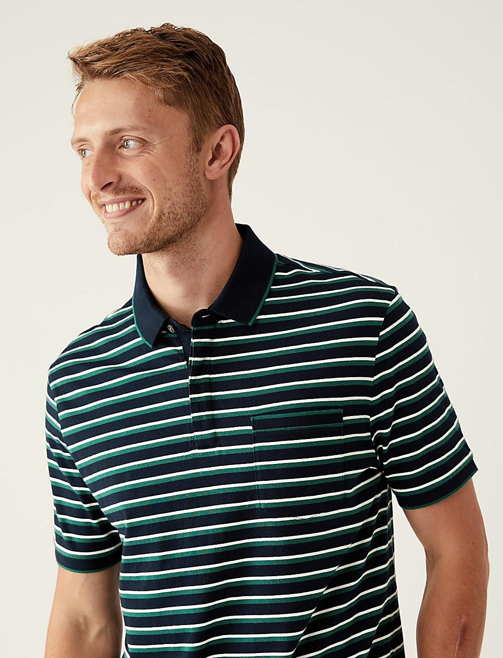 BAWEŁNIANA KOSZULKA POLO PASKI T28-3345M-F3