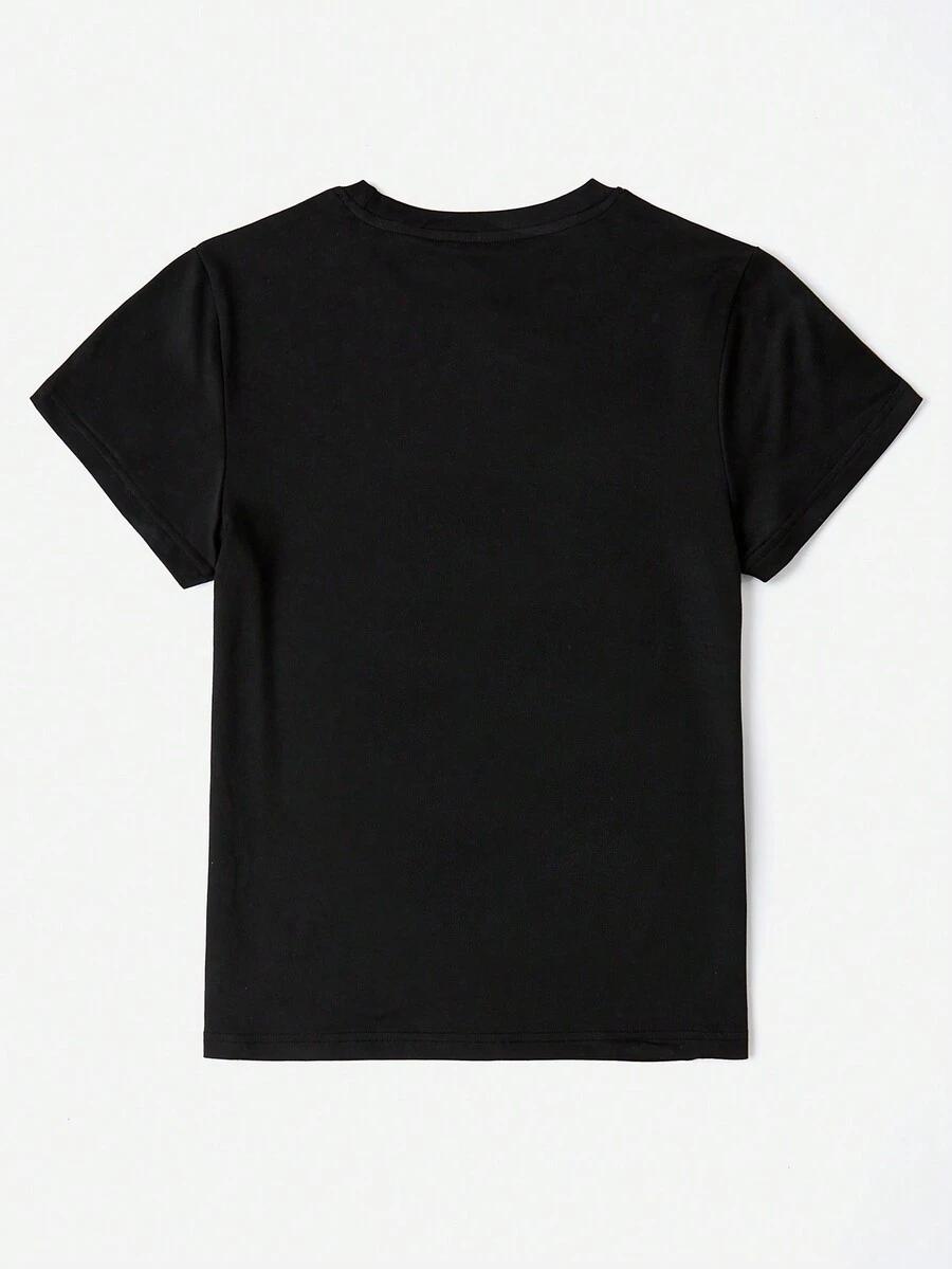 CZARNY T-SHIRT PRINT 