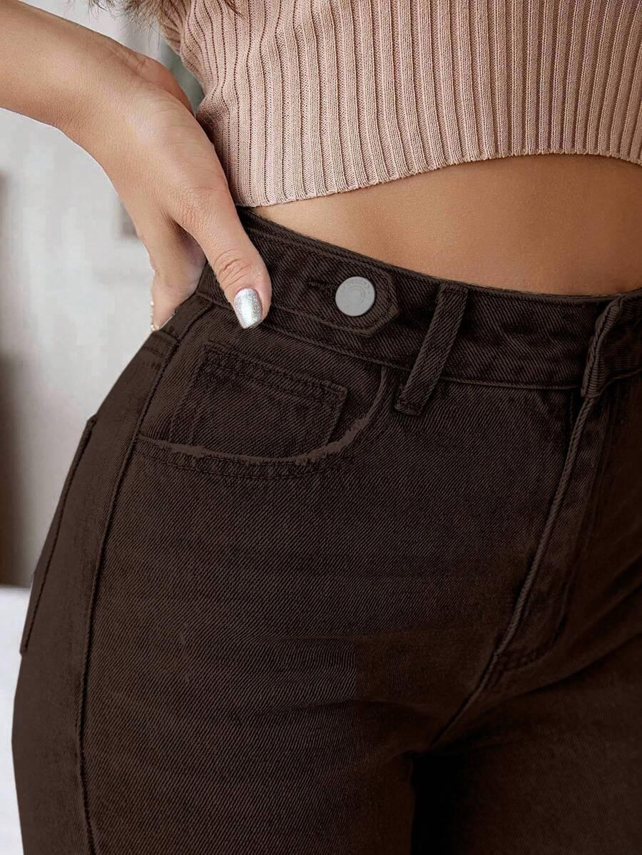 BRĄZOWE SPODNIE JEANS