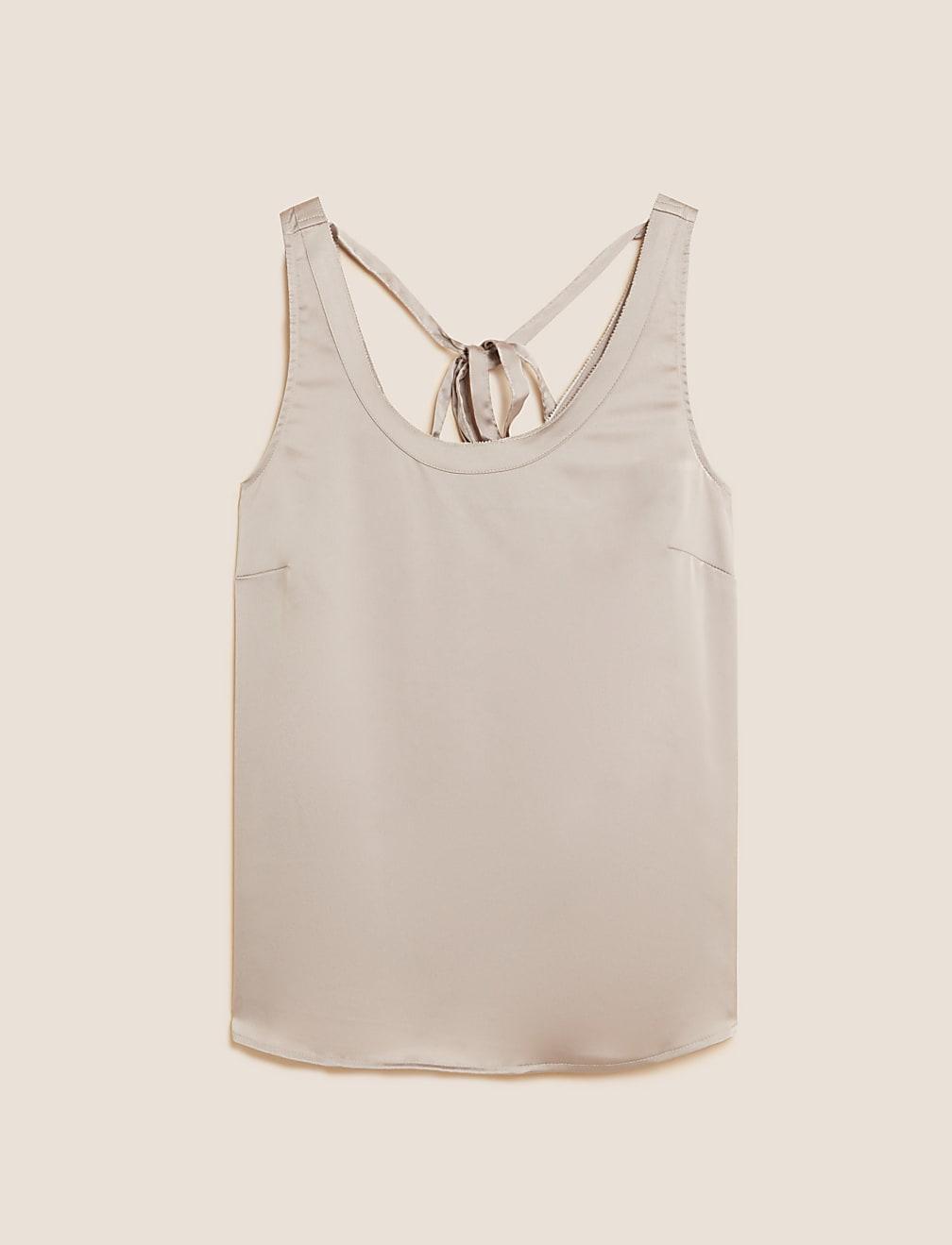 satynowy top wiązanie T43-5805-GD