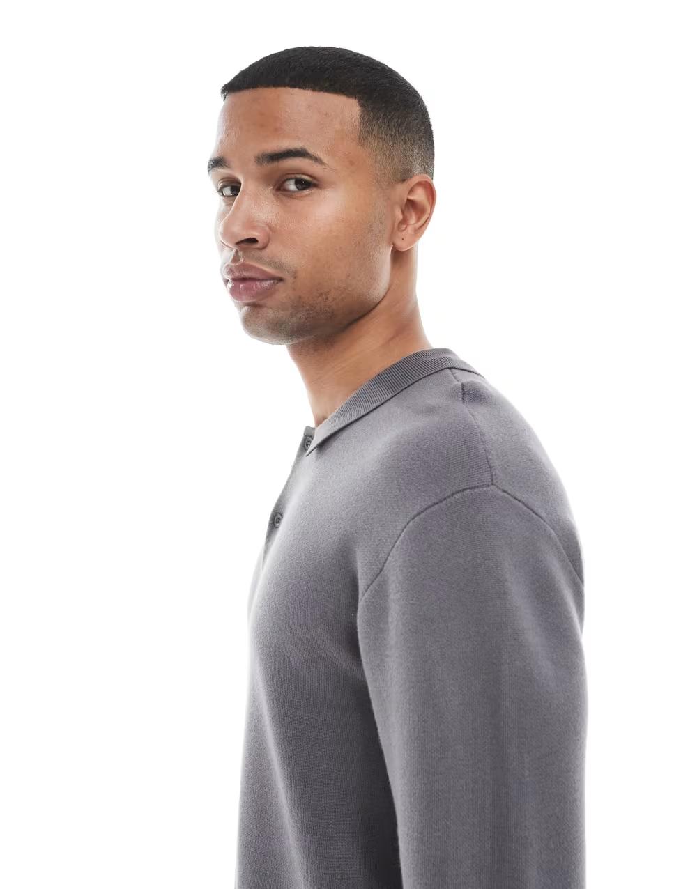 SZARY SWETER KOŁNIERZYK