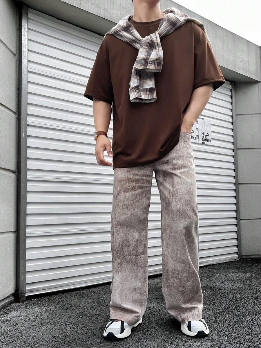 brązowy t-shirt oversize