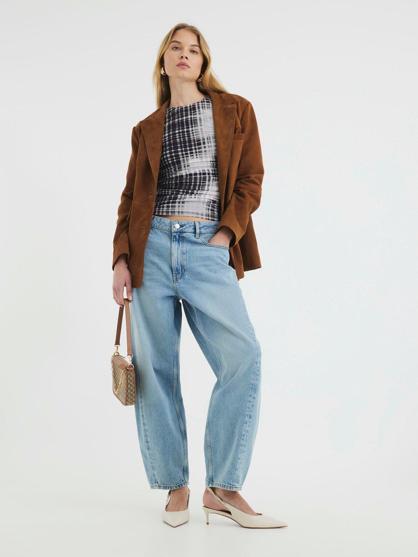 RIVER ISLAND BLUZKA Z SIATECZKI W KRATKĘ