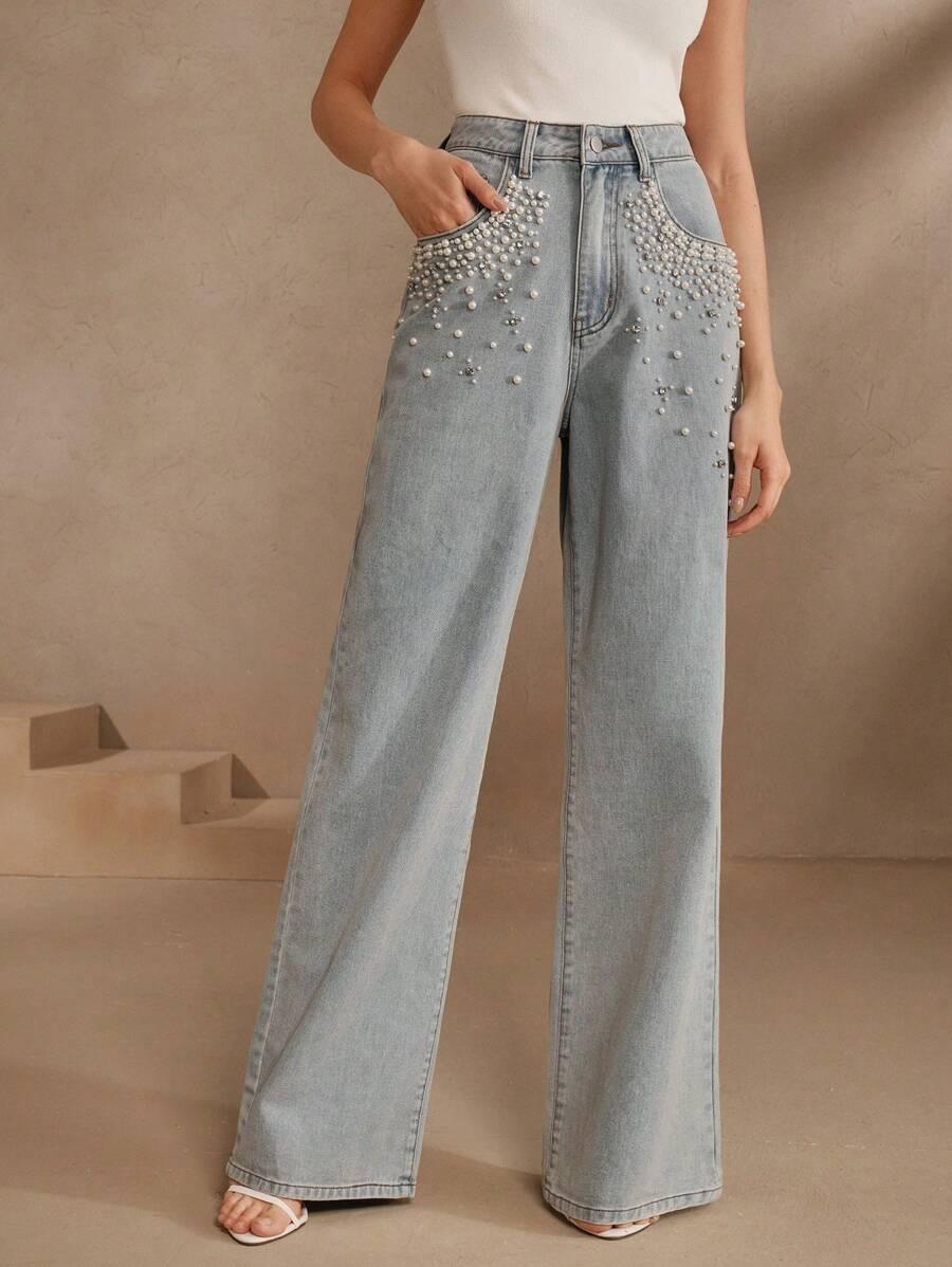 spodnie jeans zdobienia
