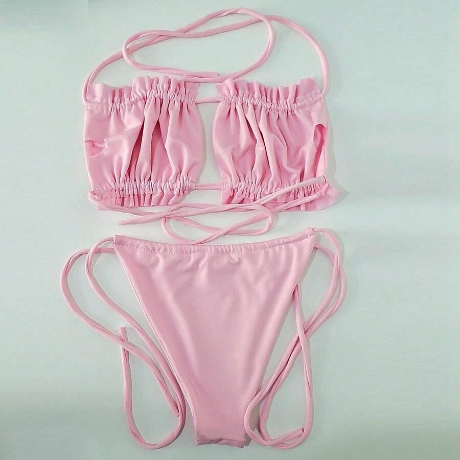 różowy komplet bikini