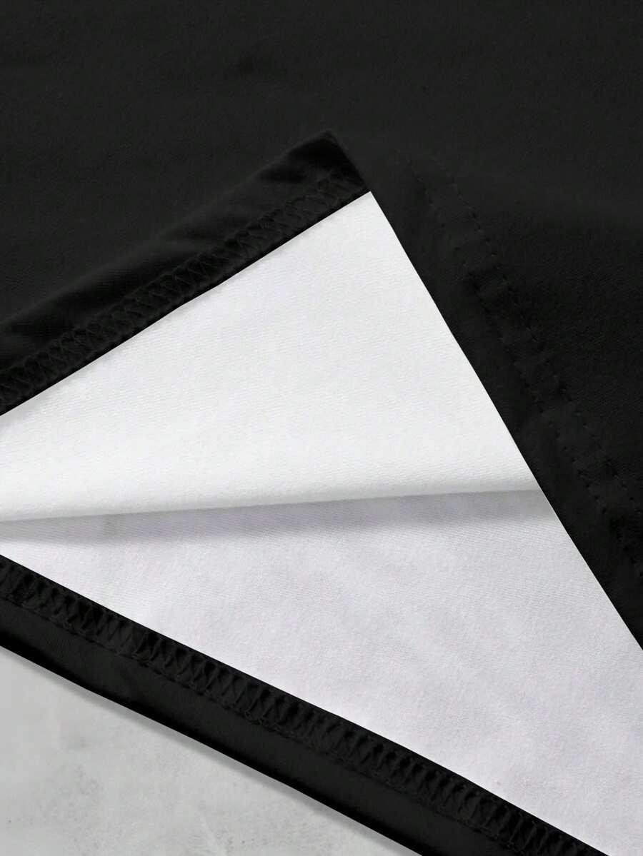 czarny t-shirt okrągły dekolt
