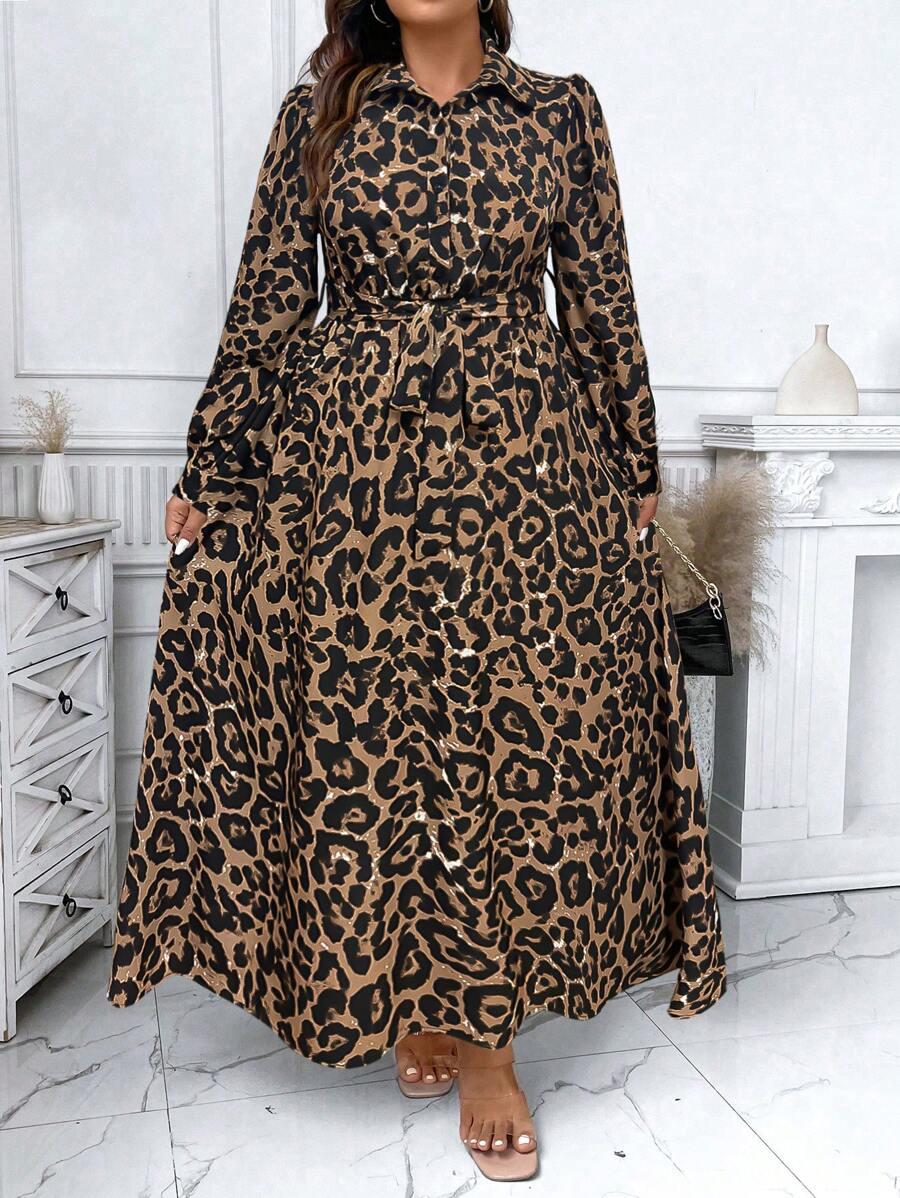 koszulowa maxi sukienka animal print