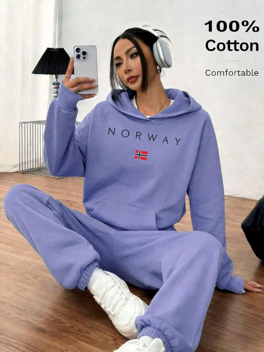 komplet dresowy nadruk norway bluza spodnie
