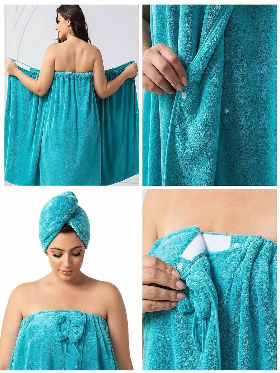 NIEBIESKI RĘCZNIK TURBAN ZESTAW