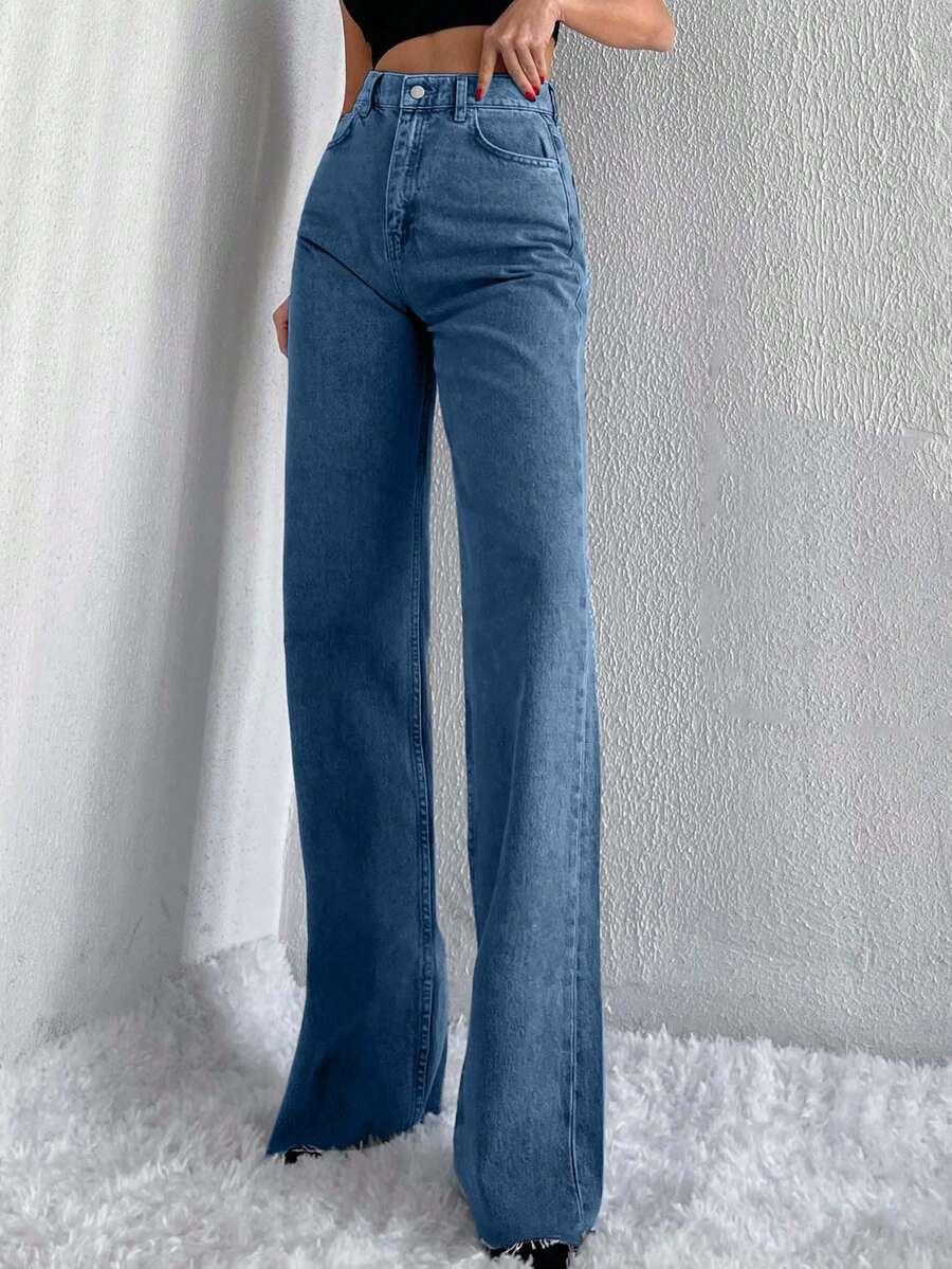 NIEBIESKIE SPODNIE JEANS WYSOKI STAN