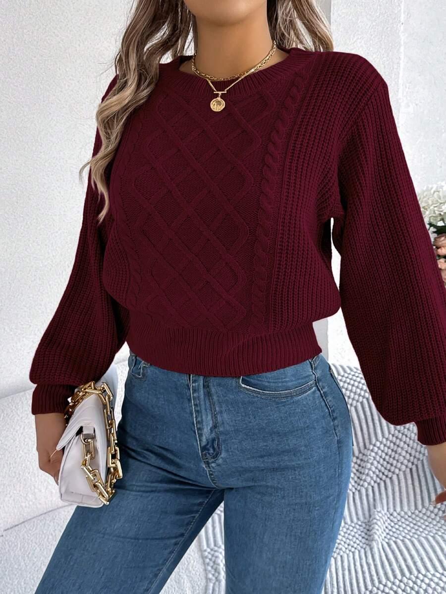 bordowy sweter splot
