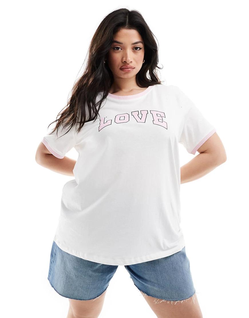 biały t-shirt oversize napis love