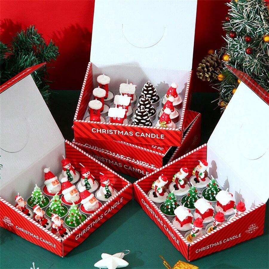 świeczka z motywem świątecznym 12-pack