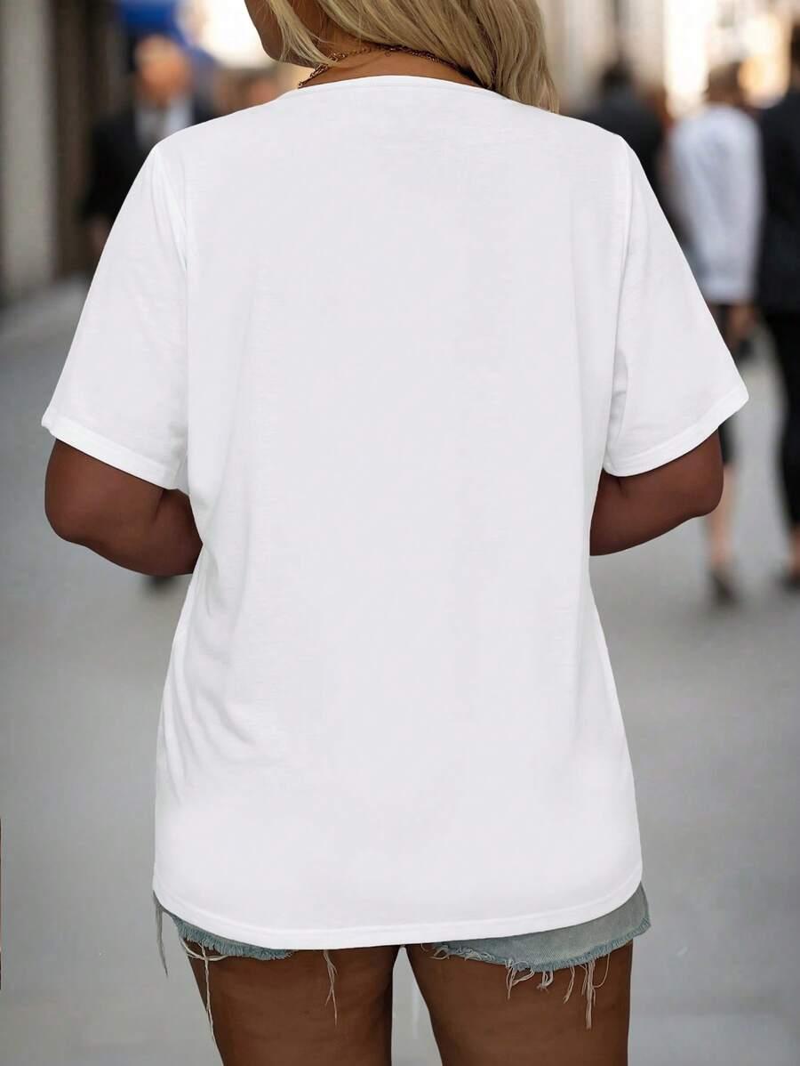 biały t-shirt v neck 