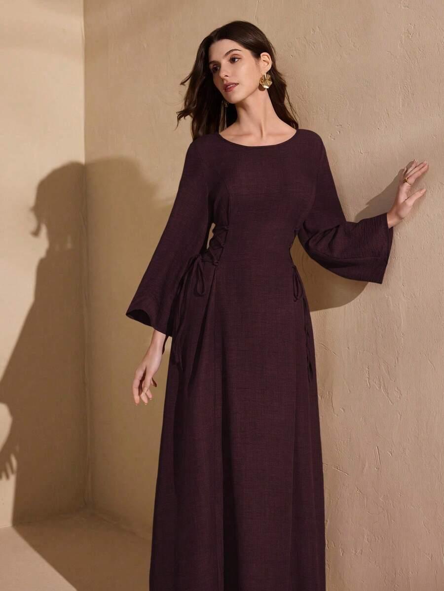 burgundowa sukienka maxi
