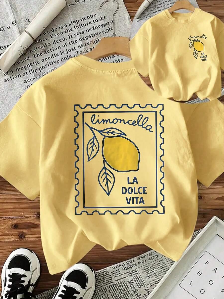 żółty t-shirt nadruk