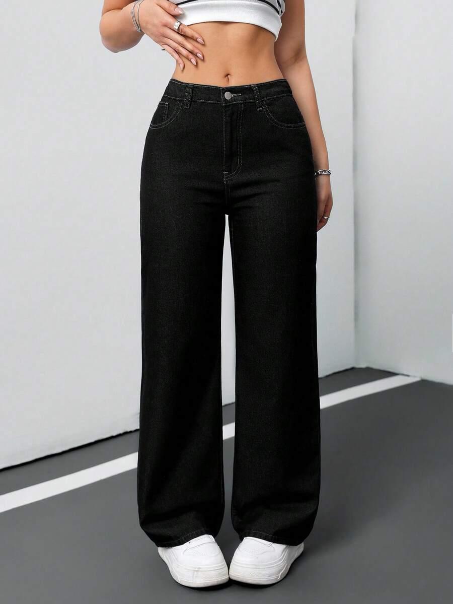 CZARNE SPODNIE JEANS