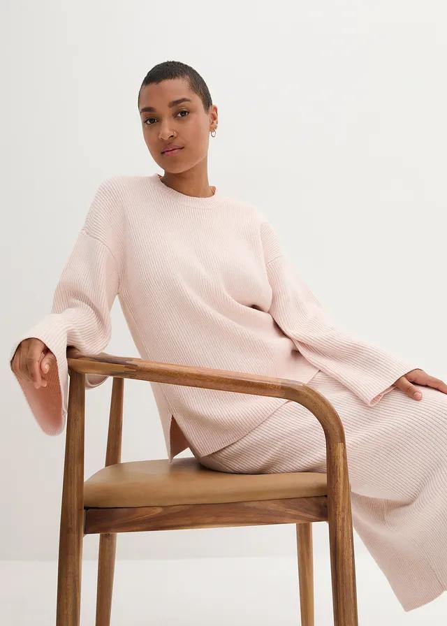 RÓŻOWY SWETER OKRĄGŁY DEKOLT 