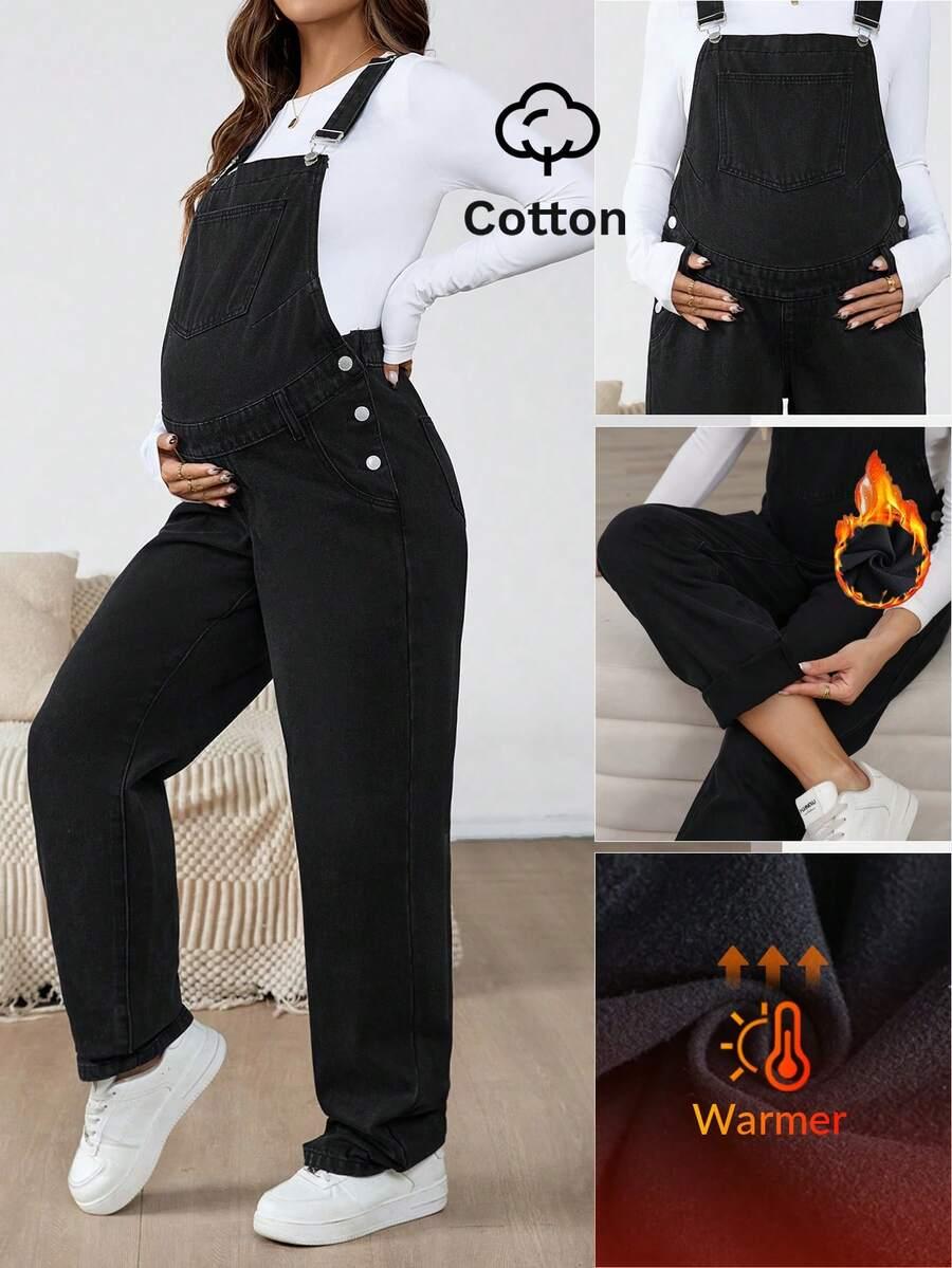 CZARNE OGRODNICZKI JEANS